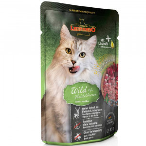 LEONARDO VENISON konservi kaķiem Briedis buljonā, mellenes 85g